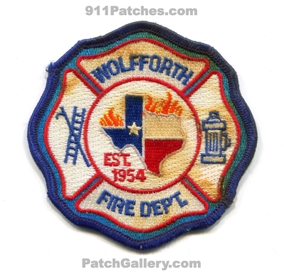Wolfforth Fire Department Patch (Texas)
Scan By: PatchGallery.com
Keywords: dept. est. 1954