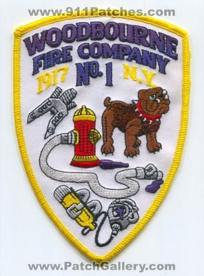 Woodbourne Fire Company Number 1 Patch (New York)
Scan By: PatchGallery.com
Keywords: co. no. #1 department dept. 1917 n.y. bulldog