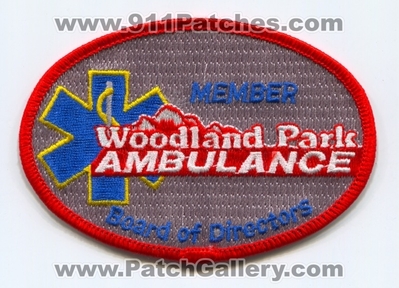 Woodland Park Ambulance Member Board of Directors EMS Patch (Colorado)
[b]Scan From: Our Collection[/b]

