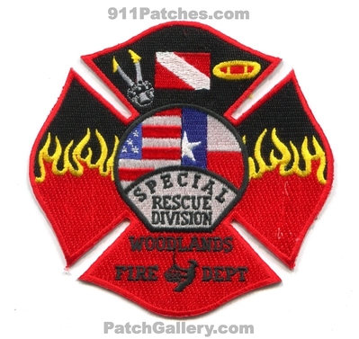 The Woodlands Fire Department Special Rescue Division Patch (Texas)
Scan By: PatchGallery.com
Keywords: dept. div.