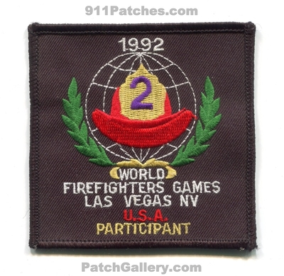 World Firefighters Games Las Vegas 1992 USA Participant Fire Patch (Nevada)
Scan By: PatchGallery.com
Keywords: u.s.a. fire