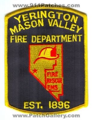 Yerington Mason Valley Fire Department (Nevada)
Scan By: PatchGallery.com
Keywords: dept. rescue ems
