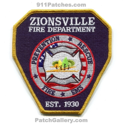 Zionsville Fire Department Patch (Indiana)
Scan By: PatchGallery.com
Keywords: dept. rescue ems prevention est. 1930