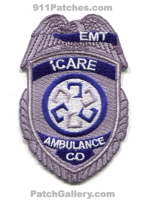 iCare Ambulance EMT Patch (Colorado)
[b]Scan From: Our Collection[/b]
[b]Patch Made By: 911Patches.com[/b]
