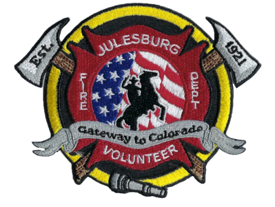 Julesburg Volunteer Fire Department Patch (Colorado)
Thanks to diane_cars
Keywords: vol. dept. est. 1921 gateway to