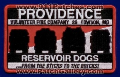 Providence Volunteer Fire Company 29 (Maryland)
Thanks to Paul Howard for this scan.
Keywords: towson md reservoir dogs