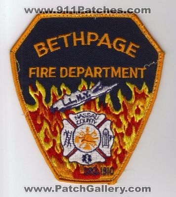 Bethpage Fire Department (New York)
Thanks to diveresq5 for this scan.
County: Nassau
