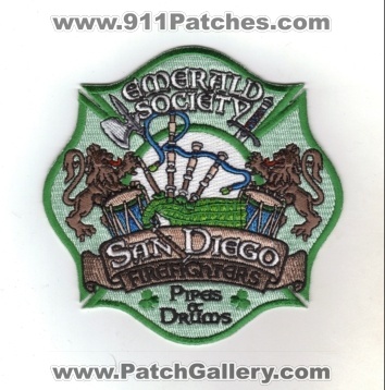 San Diego Firefighters Pipes & Drums Emerald Society (California)
Thanks to diveresq5 for this scan.
Keywords: and
