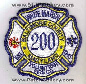 White Marsh Volunteer Fire Co 200 (Maryland)
Thanks to diveresq5 for this scan.
Keywords: company