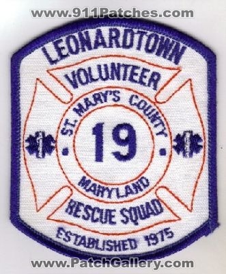Leonardtown Volunteer Rescue Squad (Maryland)
Thanks to diveresq5 for this scan.
County: Saint Mary's
Keywords: ems 19 st marys