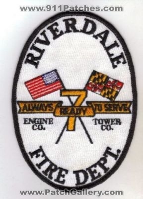 Riverdale Fire Dept Engine & Truck Co 7 (Maryland)
Thanks to diveresq5 for this scan.
Keywords: department company and