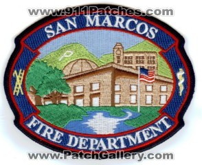 San Marcos Fire Department (California)
Thanks to PaulsFirePatches.com for this scan.
Keywords: dept.