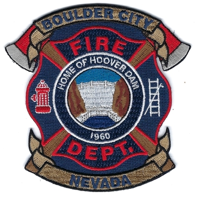 Boulder City Fire Department Patch (Nevada)
Thanks to Paul Howard for this scan.
Keywords: dept. home of hoover dam 1960