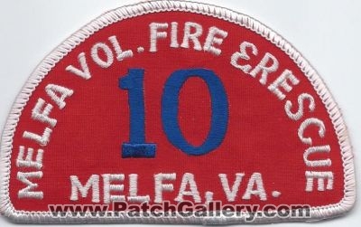 Melfa Volunteer Fire and Rescue 10 (Virginia)
Thanks to Walts Patches for this scan.
Keywords: vol. & va.