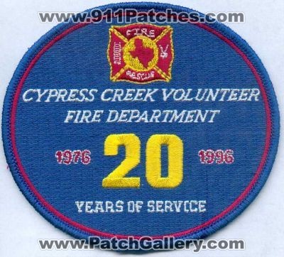 Cypress Creek Volunteer Fire Department 20 Years of Service (Texas)
Thanks to Stijn.Annaert for this scan.
Keywords: dept. rescue