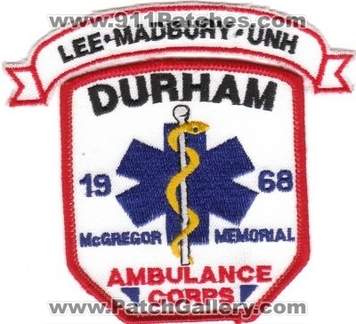 Durham Ambulance Corps (New Hampshire)
Thanks to rbrown962 for this scan.
Keywords: ems mcgregor memorial lee madbury unh