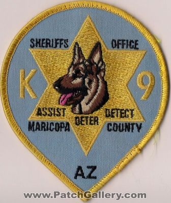 Maricopa County Sheriff's Office K-9 (Arizona)
Thanks to dowelljr1167 for this scan.
Keywords: sheriffs department dept. mcso k9 az assist deter detect