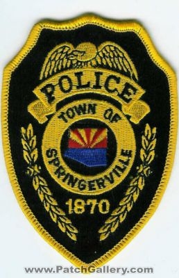 Springerville Police Department (Arizona)
Thanks to dowelljr1167 for this scan.
Keywords: town of dept.