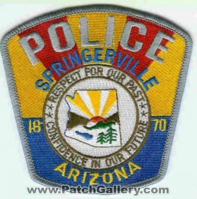 Springerville Police Department (Arizona)
Thanks to dowelljr1167 for this scan.
Keywords: dept. respect for our past confidence in our future