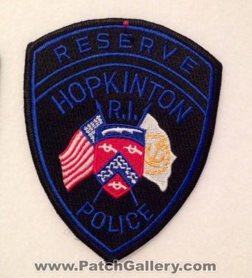 Hopkinton Police Department Reserve (Rhode Island)
Thanks to patchcollector4599 for this picture.
Keywords: dept. r.i.