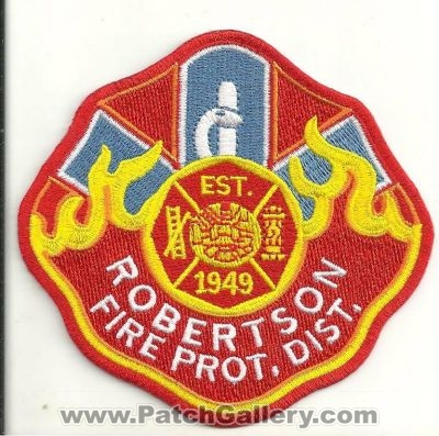 Robertson Fire Protection District Patch (Missouri)
Thanks to Ronnie5411 for this scan.
Keywords: prot. dist. department dept.