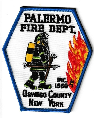 Palermo Fire Department Oswego County Patch (New York)
Thanks to Ronnie5411 for this scan.
Keywords: dept. co. inc. 1950