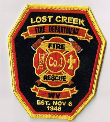 Lost Creek Fire Rescue Department Company 3 Patch (West Virginia)
Thanks to Ronnie5411 for this scan.
Keywords: dept. co. number no. #3 wv est. nov 6 1946