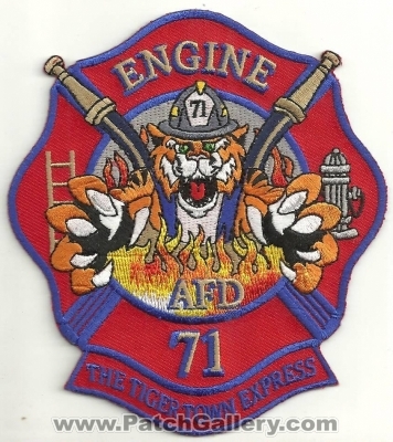 Arlington Fire Department Engine Company 71 Patch (Tennessee)
Thanks to Ronnie5411 for this scan.
Keywords: dept. afd co. station the tigertown express