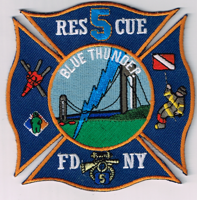 FDNY Rescue 5 Patch (New York)
Thanks to Ronnie5411 for this scan.
