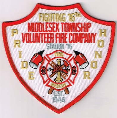 Middlesex Township Volunteer Fire Company Station 16 Patch (Pennsylvania)
Thanks to Ronnie5411 for this scan.
Keywords: twp. vol. co. rescue department dept. est. 1948 fighting 16th pride honor