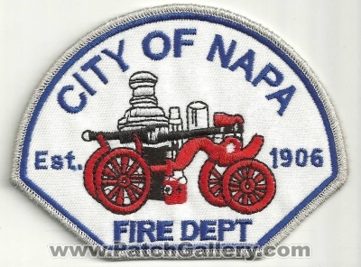 Napa Fire Department Patch (California)
Thanks to Ronnie5411 for this scan.
Keywords: dept.