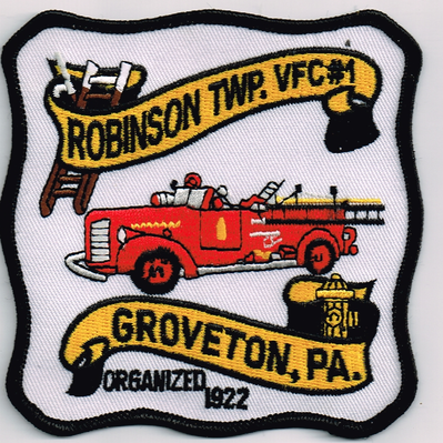 Robinson Township Volunteer Fire Company Number 1 Groveton Patch (Pennsylvania)
Thanks to Ronnie5411 for this scan.
Keywords: twp. vol. co. no. #1 vfc pa. organized 1922 department dept.