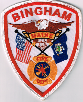 Bingham Fire Department Patch (Maine)
Thanks to Ronnie5411 for this scan.
