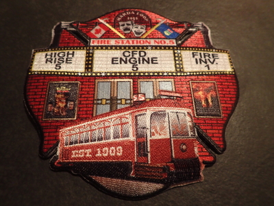 Calgary Fire Department Station 5 Patch (Canada AB)
Thanks to Jeremiah Herderich for this picture.
Keywords: dept. cfd company co. high rise engine inv. 1 number no. #5 est. 1909