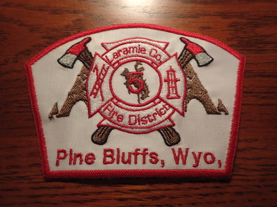 Laramie County Fire District 5 Pine Bluffs Patch (Wyoming)
Thanks to Jeremiah Herderich for this picture.
Keywords: co. dist. number no. #5 wyo.