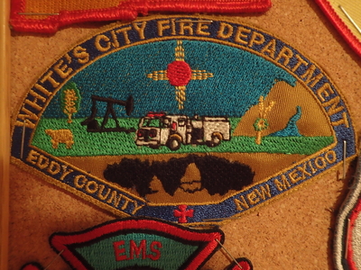 Whites City Fire Department Eddy County Patch (New Mexico)
Thanks to Jeremiah Herderich for this picture.
Keywords: dept. co.