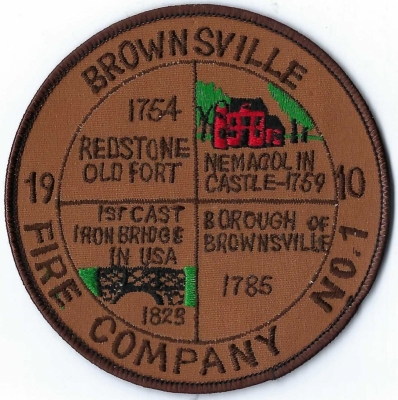 Brownsville Fire Company No. 1 (PA)
Dunlap's Creek Bridge was the first arch bridge in the United States built of cast iron.  Completed in 1839.  See patch.
