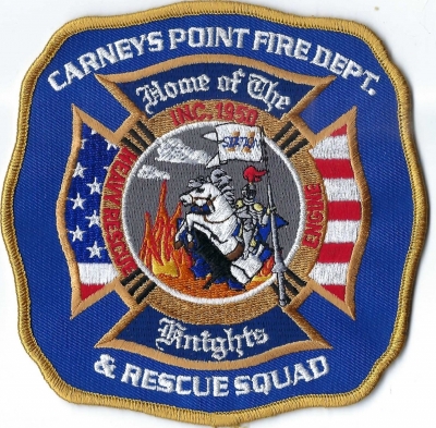 Carneys Point Fire Department & Rescue Squad (NJ)
In Carneys Point, the phrase "Home of the Knights" refers to the Penns Grove High School Red Devils football team. Although the high school's main athletic mascot is the Red Devil, the "Knights" nickname is also used. A common practice for high schools.
