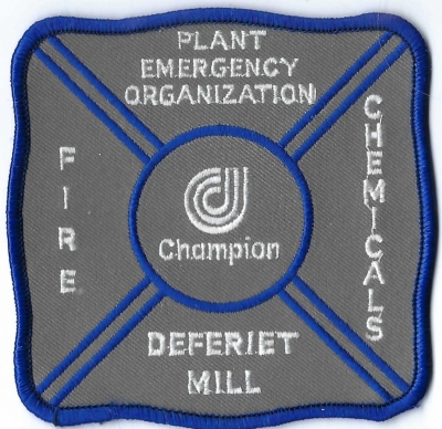 Deferiet Mill Champion Fire Brigade (NY)
DEFUNCT - Deferiet Mill to Champion International in 1984. The mill closed in 2001 due to rising production costs. 
