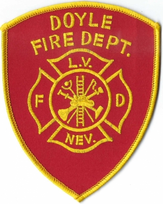 Doyle Fire Department (NV)
DEFUNCT - There's a misconception about the location of Doyle.  Specifically, Doyle is a small, rural town in Lassen County, CA.  It's situated near the Nevada border. Back in the Volunteer Fire Department's day they gave it a Nevada address along with their patch.  Unknown who Doyle merge with or when.
