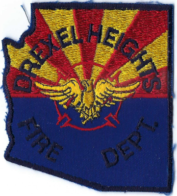 Drexel Heights Fire Department (AZ)
DEFUNCT - The Drexel Heights Fire Department began providing services in 1954 & has operated as the Drexel Heights Fire District for its history in Pima County.  At some "unknown" time, the FD changed its patch title to FIRE DISTRICT.
