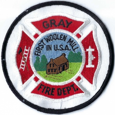 Gray Fire Department (ME)
The first successful water-powered woolen mill in North America was the Mayall Mills, established in 1791 in Gray, Maine, by Samuel Mayall.  While the Upper Mill was destroyed by fire in 1886, the Lower Mill continued operating until 1902. 

