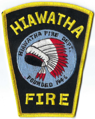 Hiawatha Fire Department (IA)
The Indian head bonnet on the Hiawatha Fire Department patch represents a tribute to the city's namesake, Hiawatha, a historical leader of the Mohawk people and co-founder of the Iroquois Confederacy.

