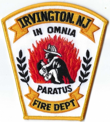 Irvington Fire Department (NJ)
"In omnia paratus" is a Latin phrase that means "prepared for all things" or "ready for anything". 
