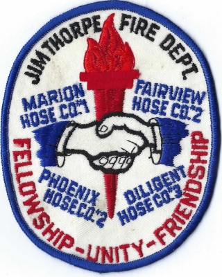 Jim Thorpe Fire Department (PA)
Town changed its name to "Jim Thorpe" after the 2x gold metal Olympic athlete, was buried there.  Thorpe is native-american.
