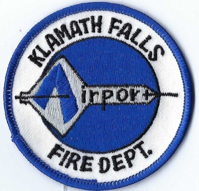 Klamath Falls City Airport Fire Department (OR)
DEFUNCT - All cilivan fire department operating on a Military Base (Kingsley Field Air Base).  The patch was designed after a F-106.
