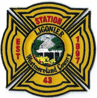 Ligonier Fire Department (PA)
The gazebo bandstand at downtown Ligonier, Diamond Park is the hub of the city (see patch). Population < 2,000.  Station 43.
