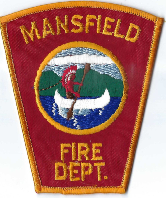 Mansfield Fire Department (MA)
The Indian in a canoe represents the local Native American history of the region, specifically honoring the Indigenous people who used the Nemasket and Taunton River systems for transportation and trade long before European settlement. 
