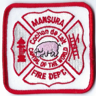 Mansura Volunteer Fire Department (LA)
Since 1960, the "Cochon de Lait Capital of the World" is Mansura, Louisiana. Mansura hosts and celebrates the annual traditional preparation of roasted suckling pig.  Population < 2,000.
