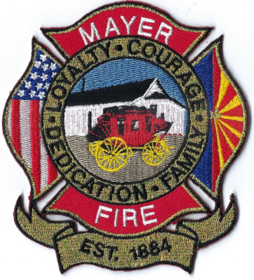 Mayer Fire Deartment (AZ)
Mayer was founded in 1882 when Joseph and Sadie Mayer purchased the Big Bug Stage Station, which was a critical stop on the Black Canyon Stage Line between Prescott and Phoenix.
